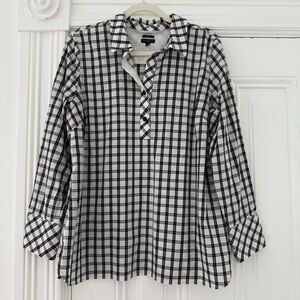 Talbots Black and White Plaid Tunic